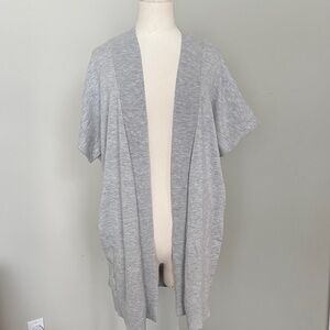Windsmoor Gray Open Front Short Sleeve Silk Blend Cardigan SzS